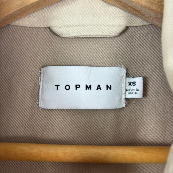 Topman Colorblock Cotton Shacket Neutral Full-Zip XS — Streetwear Workwear - Picture 4 of 7